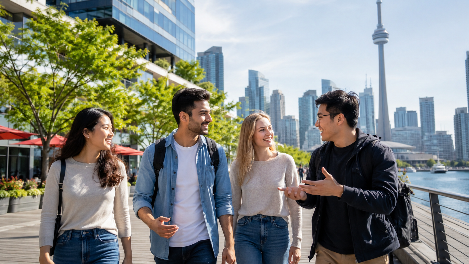 International students enjoying Toronto waterfront after class